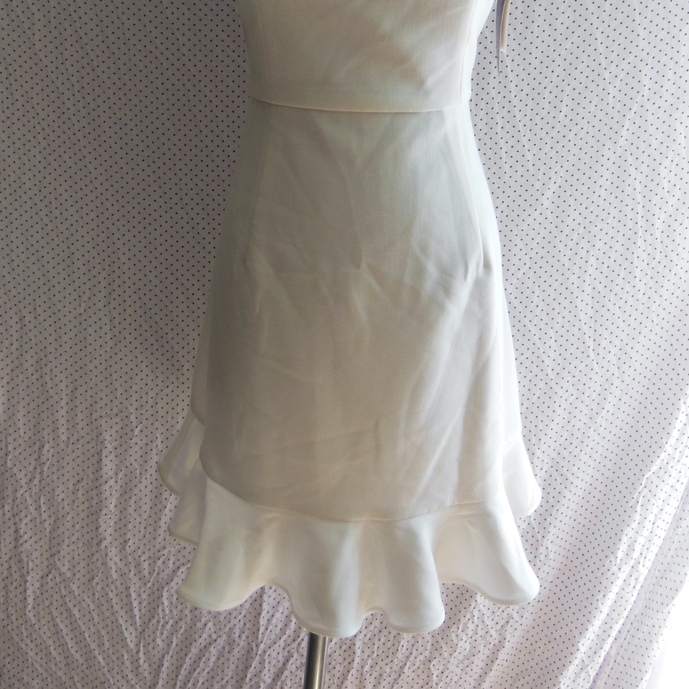 NEW FRENCH CONNECTION Whisper SUMMER WHITE Frill RUFFLE Hem Summer MINI DRESS 8 - Picture 5 of 15
